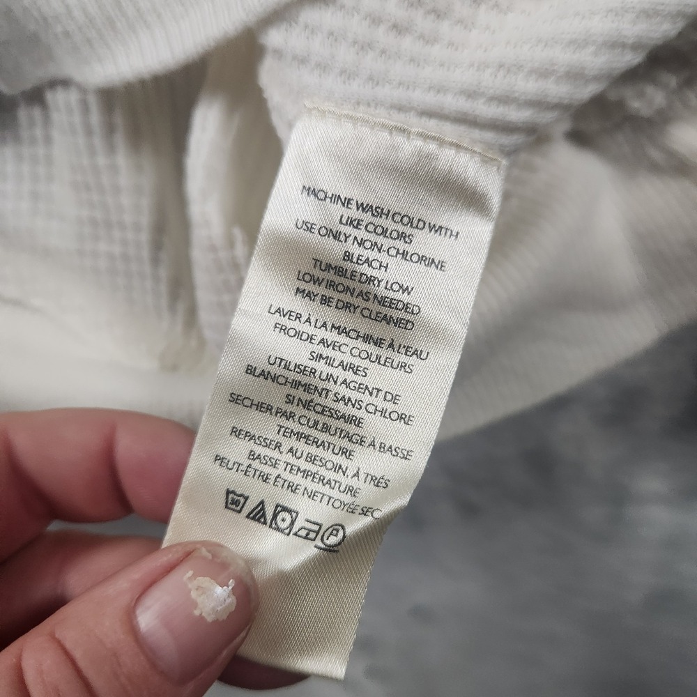 NWOT Free People‎ We The Free Spanish Rose Waffle Long Sleeve Shirt Ivory M - Picture 6 of 9
